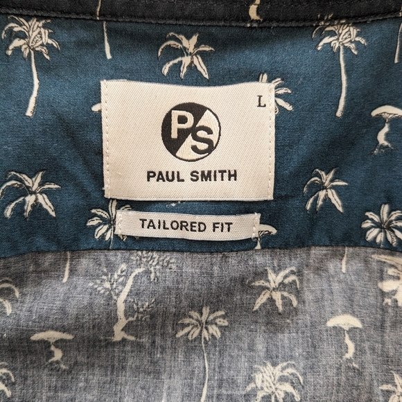 Paul Smith Tailored Fit Print Shirt Dark Navy - Picture 4 of 5